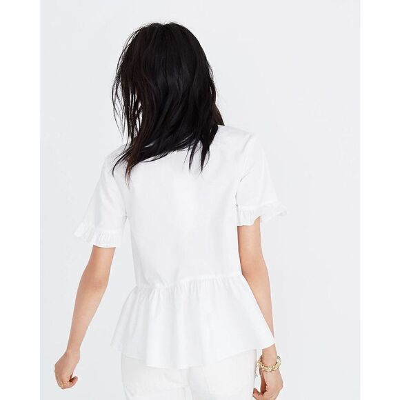Madewell Nee With Tags Short Sleeve Ruffle Hem Top Women's Blouse Style#M0417 - Picture 3 of 5